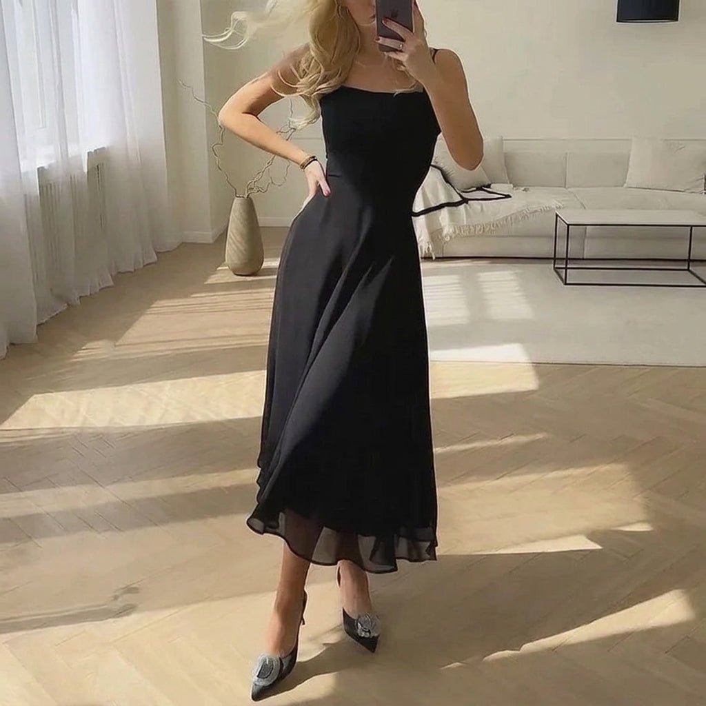 Summer A-Line Midi Dress – Square Neck, Sleeveless - We are MFEO