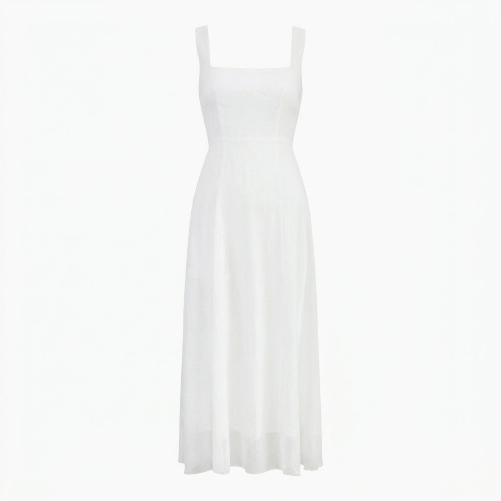 Summer A-Line Midi Dress – Square Neck, Sleeveless - We are MFEO