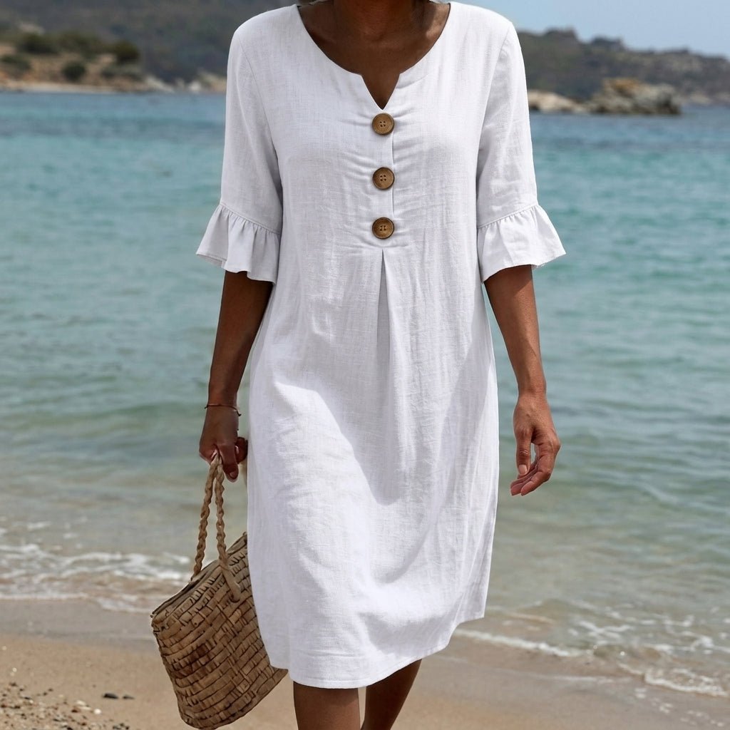 Summer Cotton Mini Dress with Flutter Sleeves – Relaxed A-Line - We are MFEO