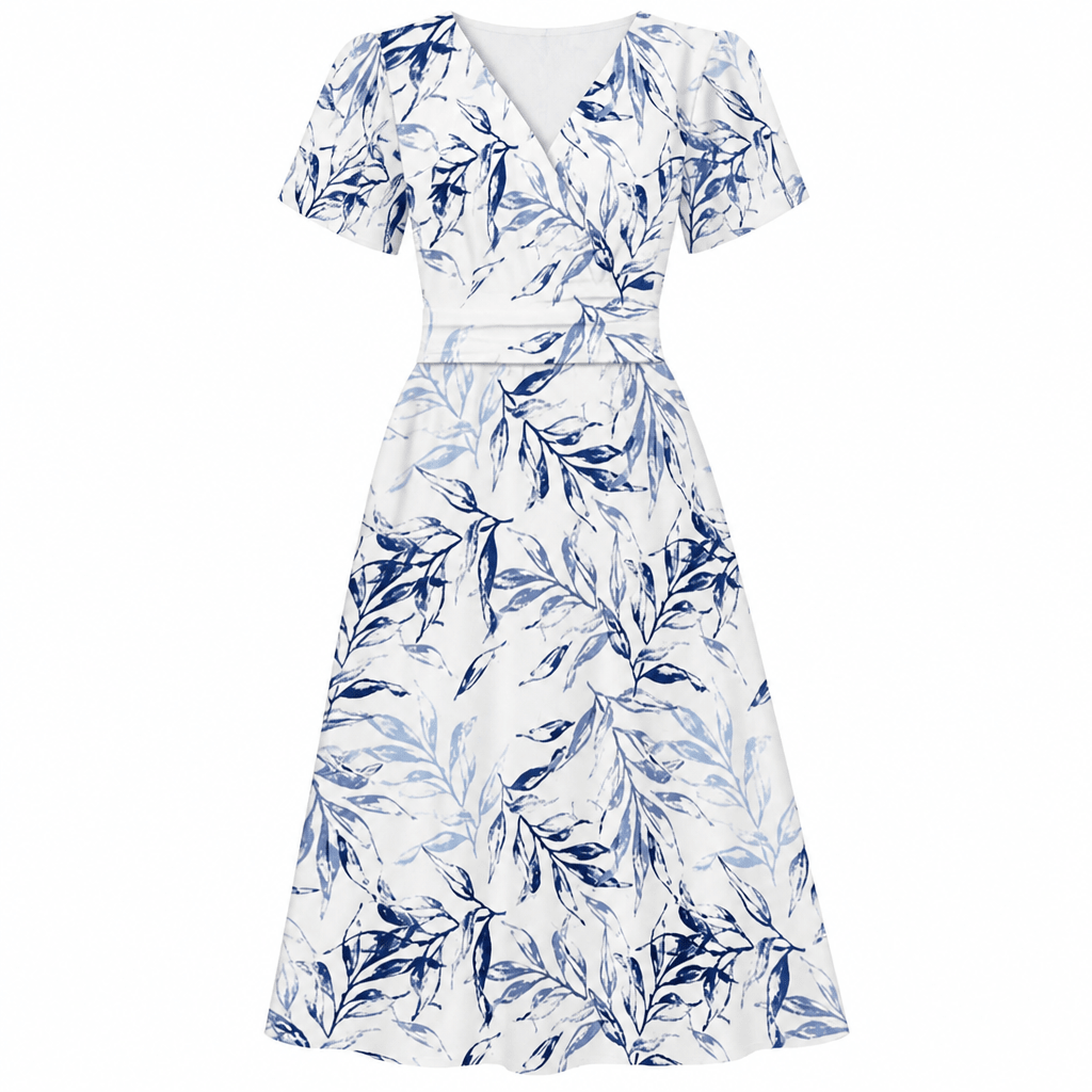 Summer Floral Wrap Midi Dress – V-Neck with Tie Waist, Plus Size Available - We are MFEO