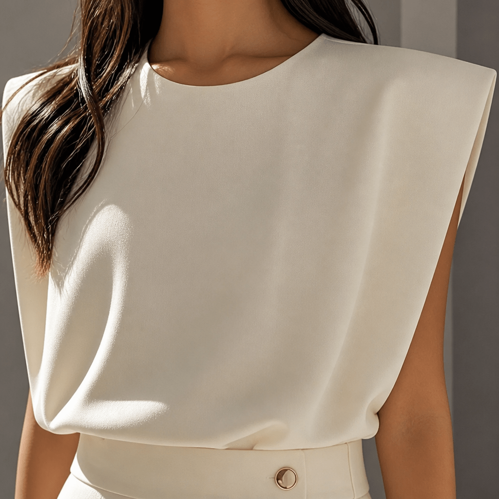 Tailored Midi Office Dress with Structured Shoulders and Side Pockets - We are MFEO