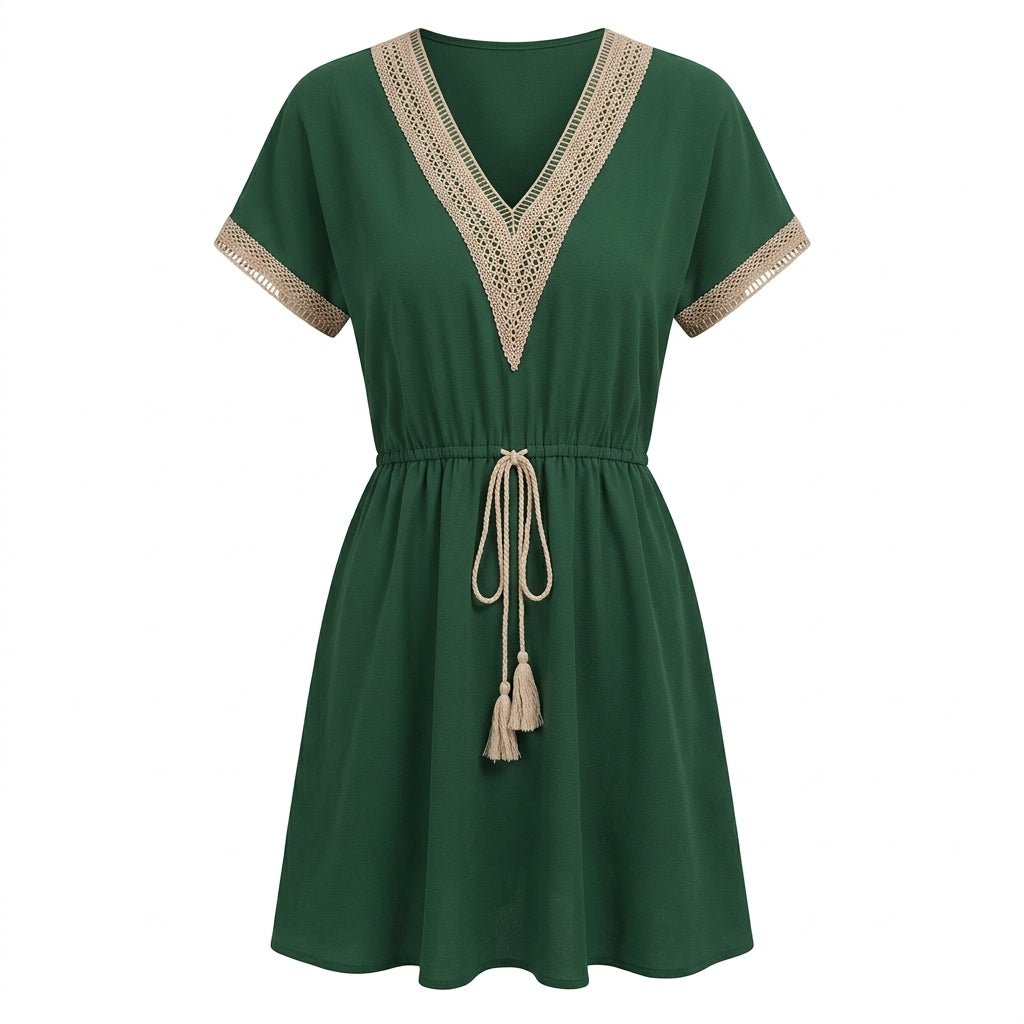 V-Neck Boho Dress for Summer with Adjustable Waist Tie (Plus Sizes Available) - We are MFEO