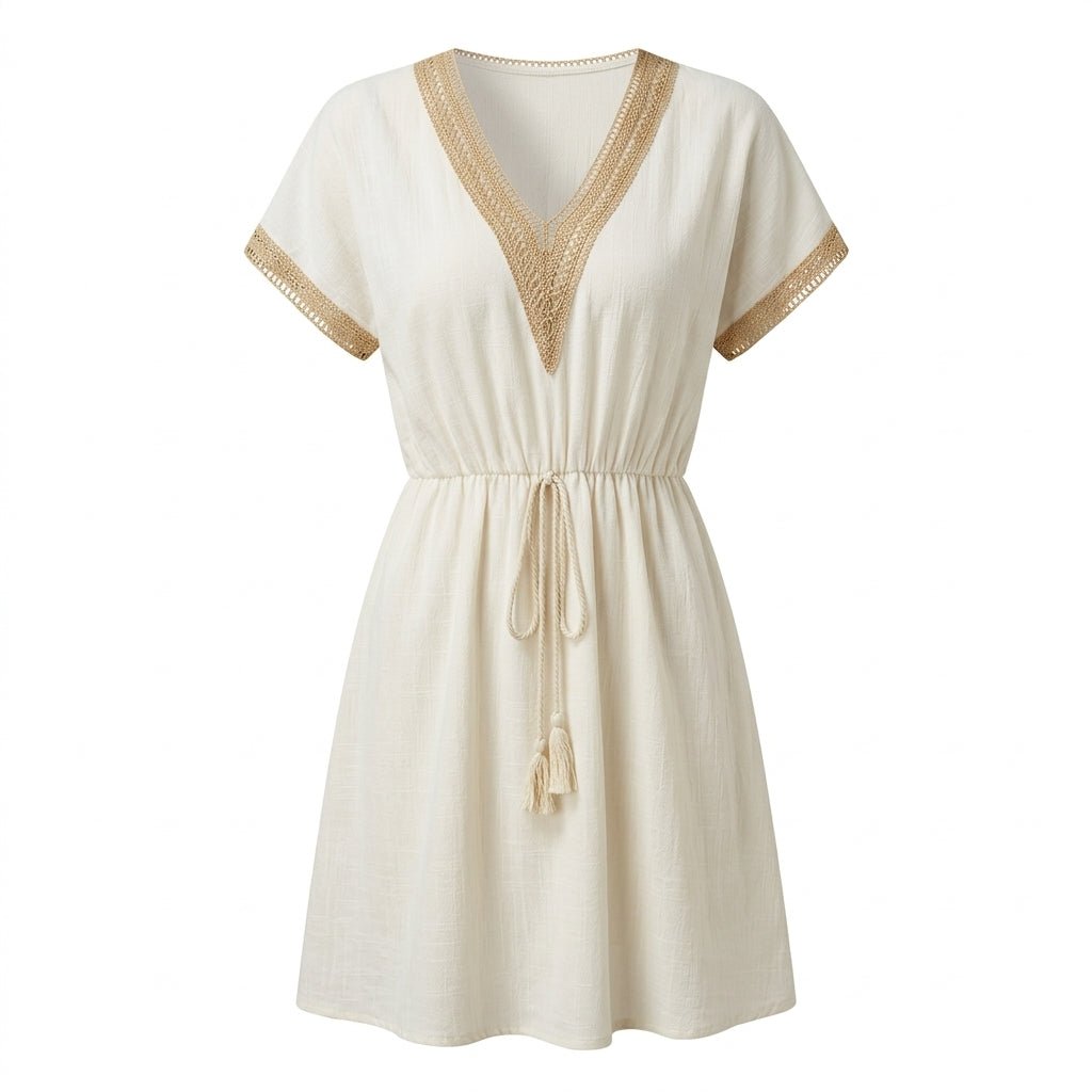 V-Neck Boho Dress for Summer with Adjustable Waist Tie (Plus Sizes Available) - We are MFEO
