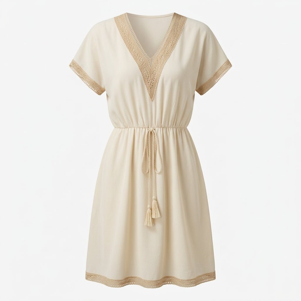V-Neck Boho Dress for Summer with Adjustable Waist Tie (Plus Sizes Available) - We are MFEO