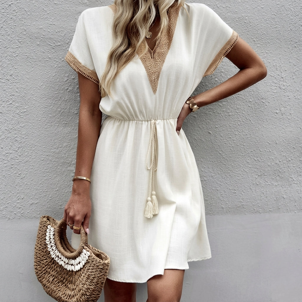 V-Neck Boho Dress for Summer with Adjustable Waist Tie (Plus Sizes Available) - We are MFEO