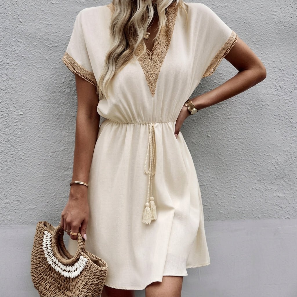 V-Neck Boho Dress for Summer with Adjustable Waist Tie (Plus Sizes Available) - We are MFEO