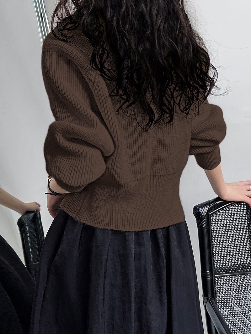 V-Neck Button Knit Sweater for Women – Cozy Patchwork Design for Colder Days - We are MFEO