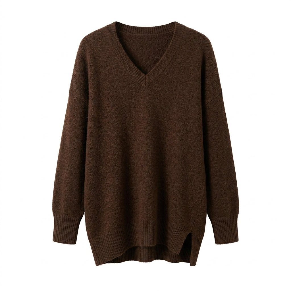 V-Neck Knit Pullover Sweater for Women – Relaxed Fit, Comfortable for Everyday Wear - We are MFEO