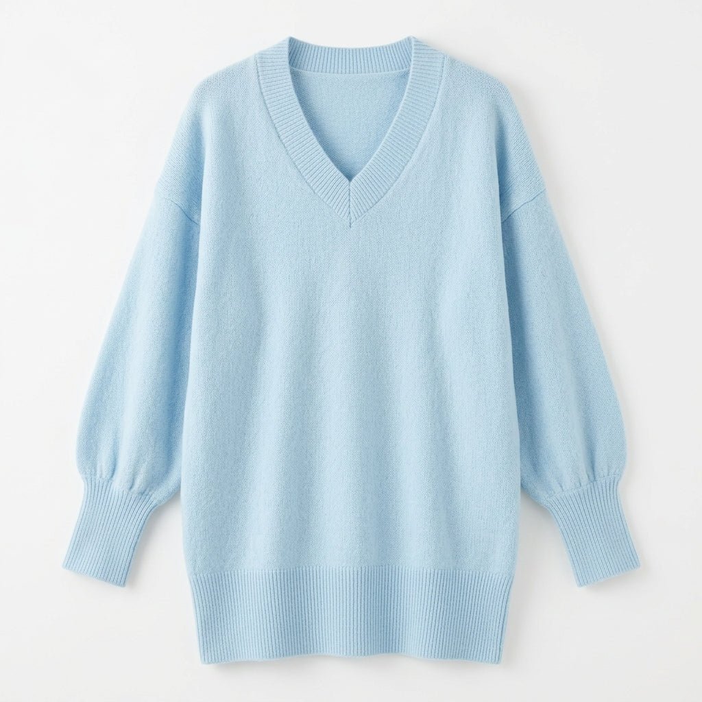 V-Neck Knit Pullover Sweater for Women – Relaxed Fit, Comfortable for Everyday Wear - We are MFEO