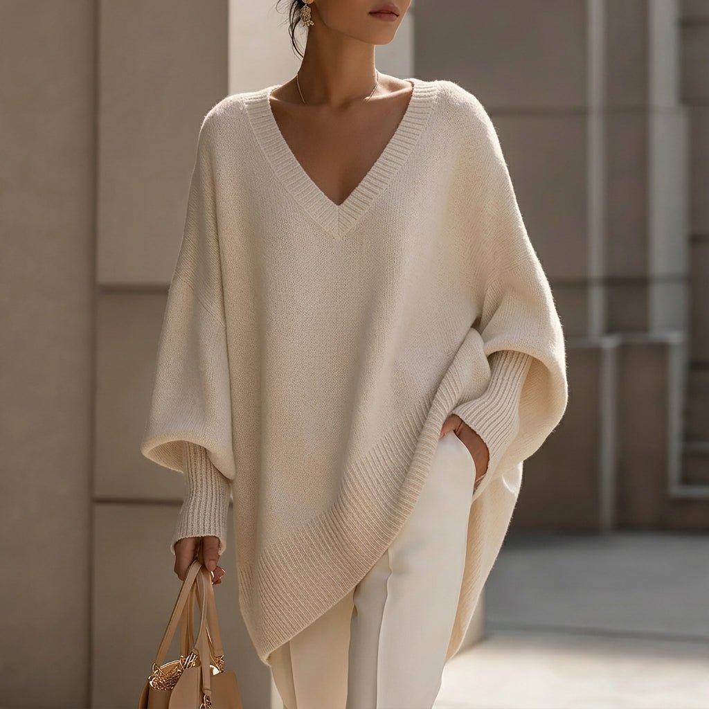V-Neck Knit Pullover Sweater for Women – Relaxed Fit, Comfortable for Everyday Wear - We are MFEO