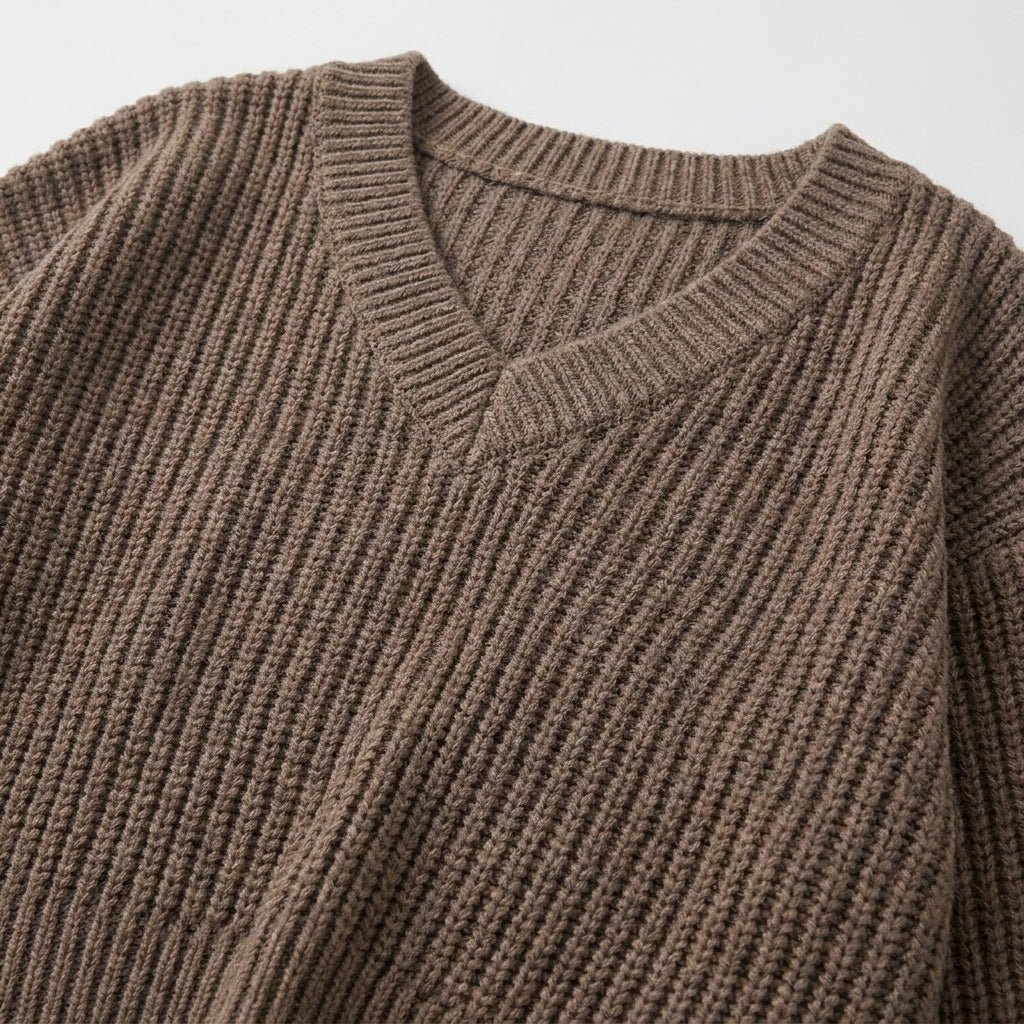 V-Neck Knit Pullover Sweater for Women – Relaxed Fit, Comfortable for Everyday Wear - We are MFEO