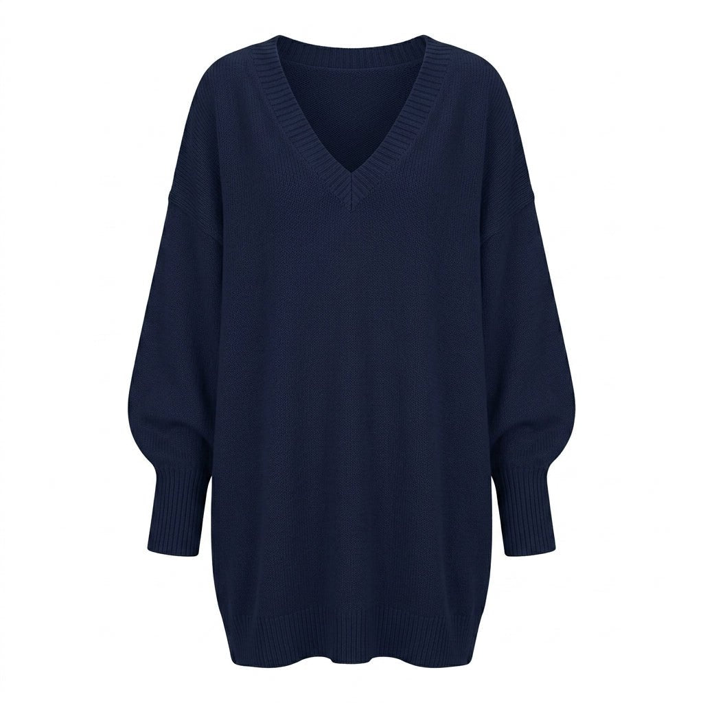 V-Neck Knit Pullover Sweater for Women – Relaxed Fit, Comfortable for Everyday Wear - We are MFEO