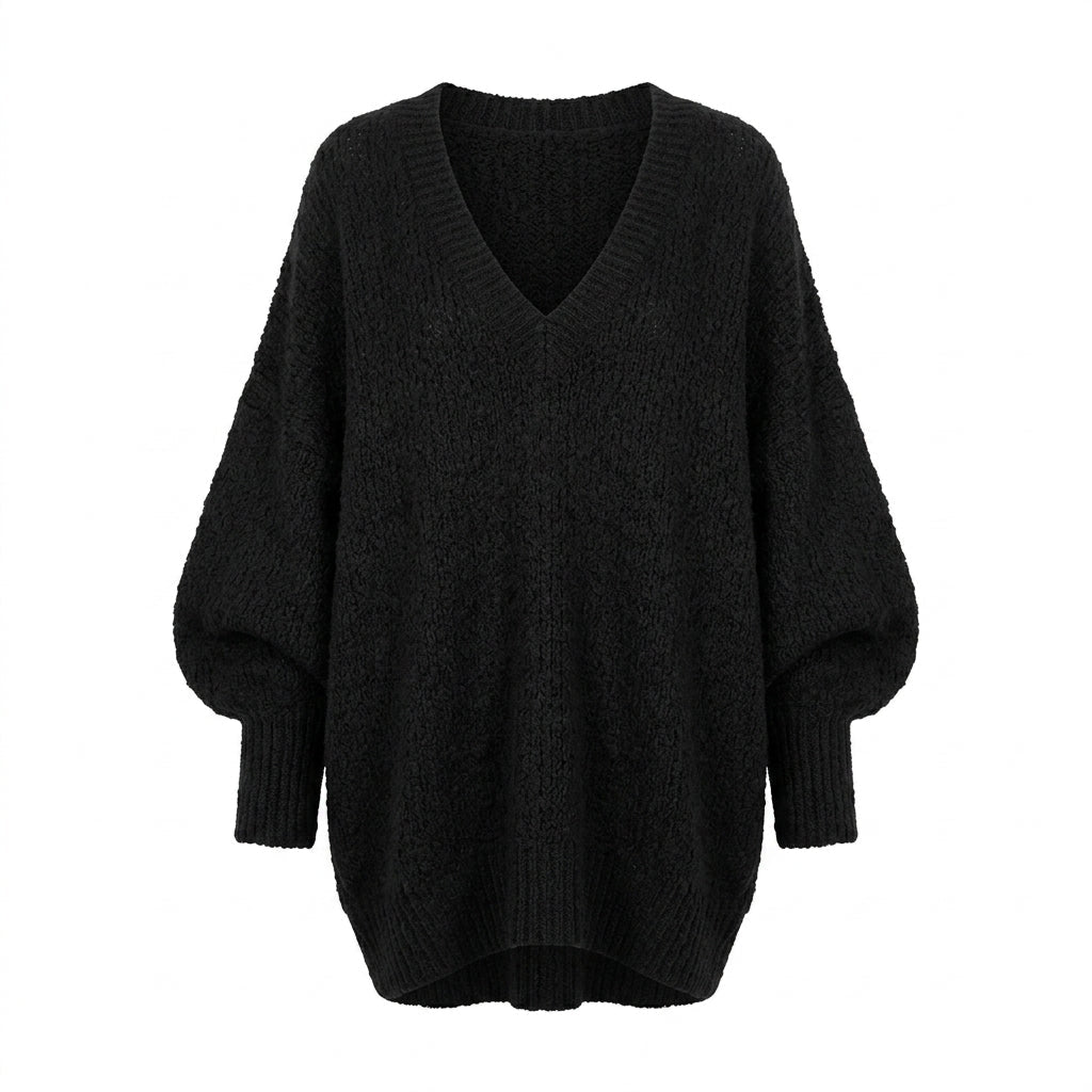 V-Neck Knit Pullover Sweater for Women – Relaxed Fit, Comfortable for Everyday Wear - We are MFEO