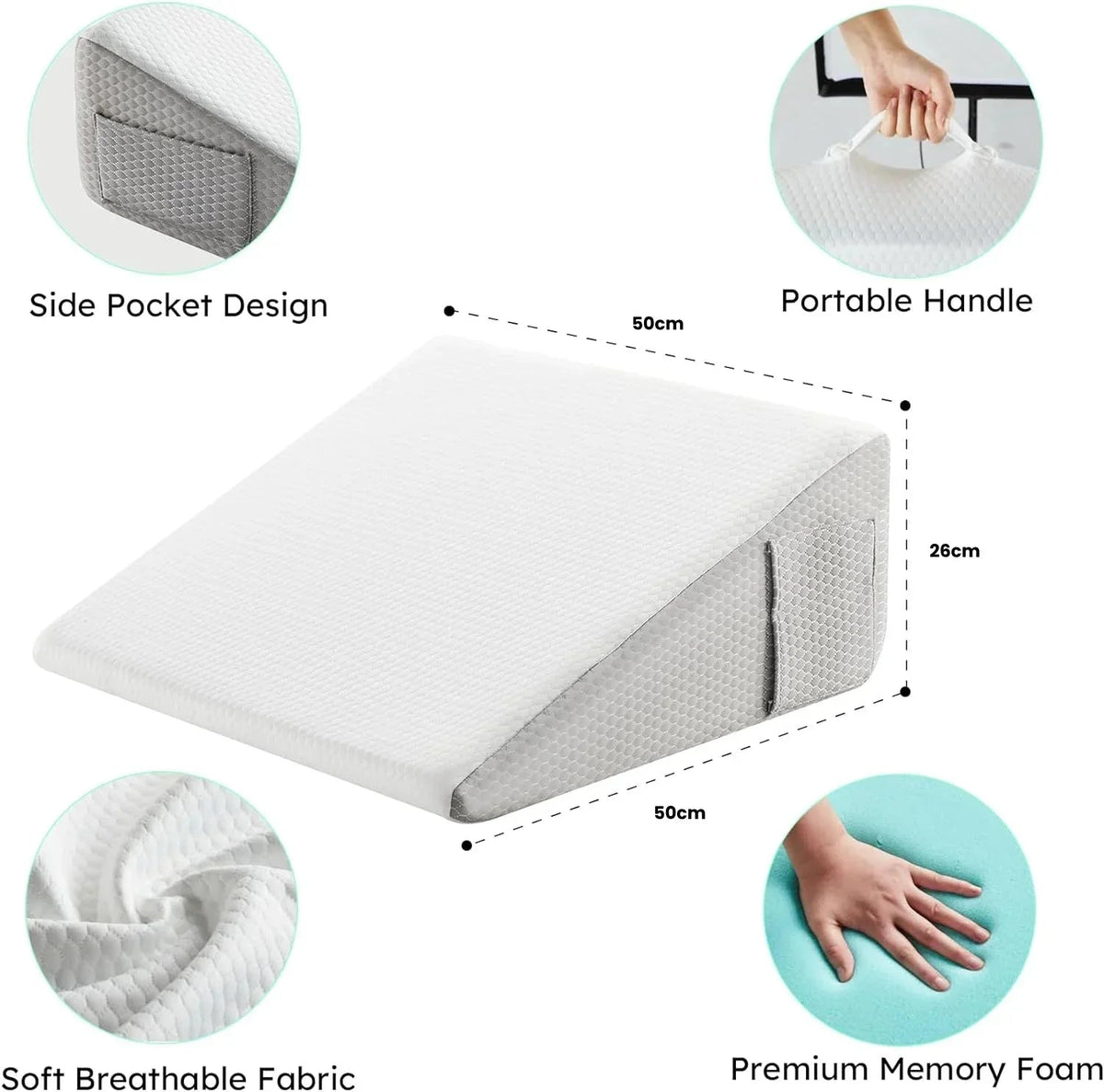 Wedge Pillow with Gel Memory Foam – Bed Wedge Cushion for Sleeping and Relaxation - We are MFEO