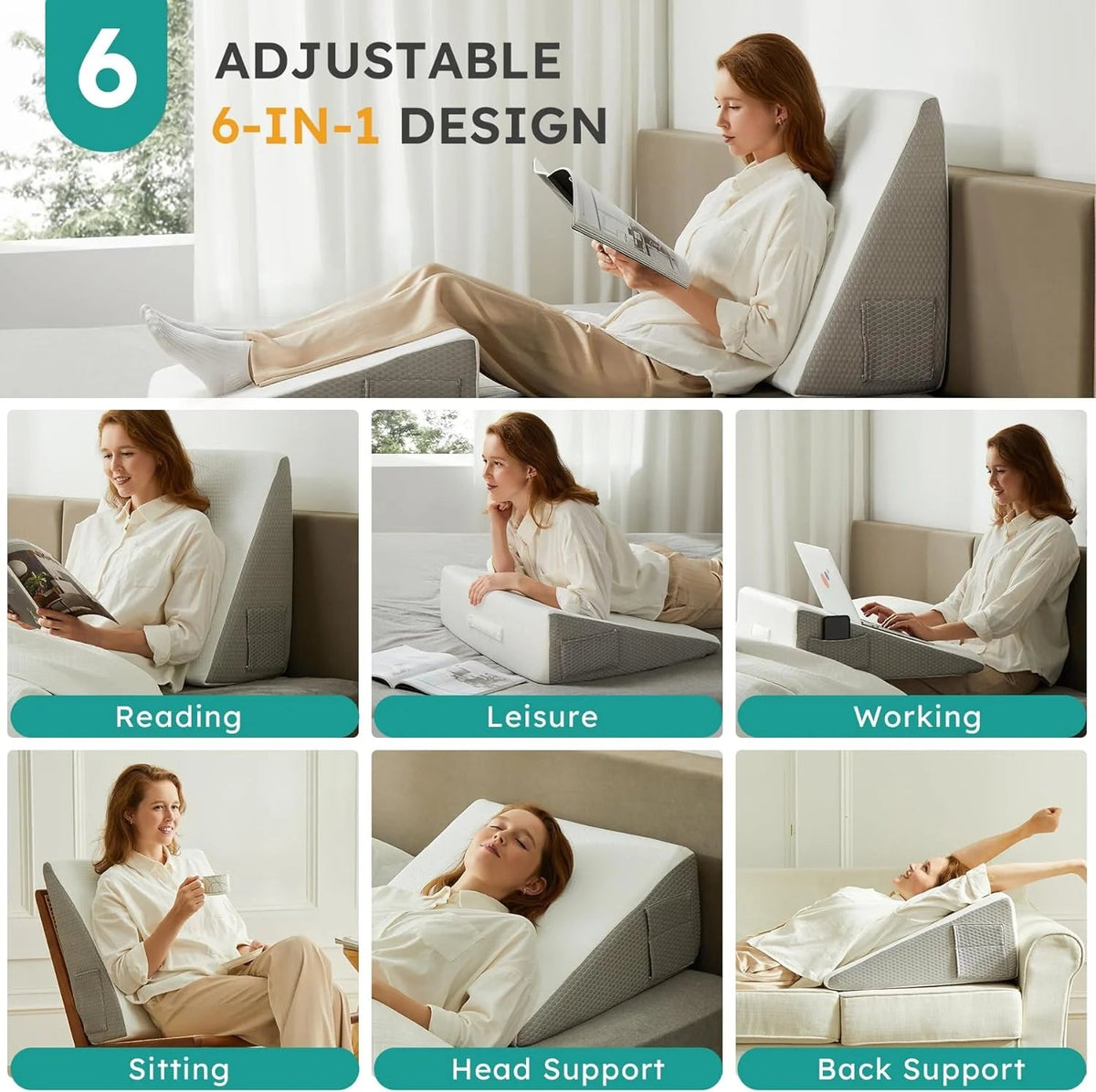 Wedge Pillow with Gel Memory Foam – Bed Wedge Cushion for Sleeping and Relaxation - We are MFEO