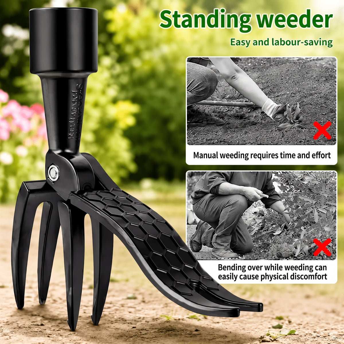 Weed Puller Garden Tool – Adjustable 120.5 cm Handle with 4-Claw Alloy Steel Head for Easy Root Removal - We are MFEO