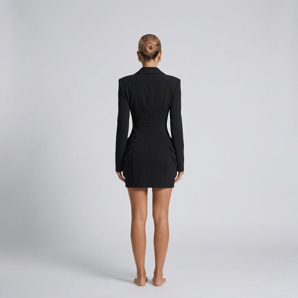 White Blazer Mini Dress – Tailored Fit with Draped Waist for Cocktail Parties - We are MFEO