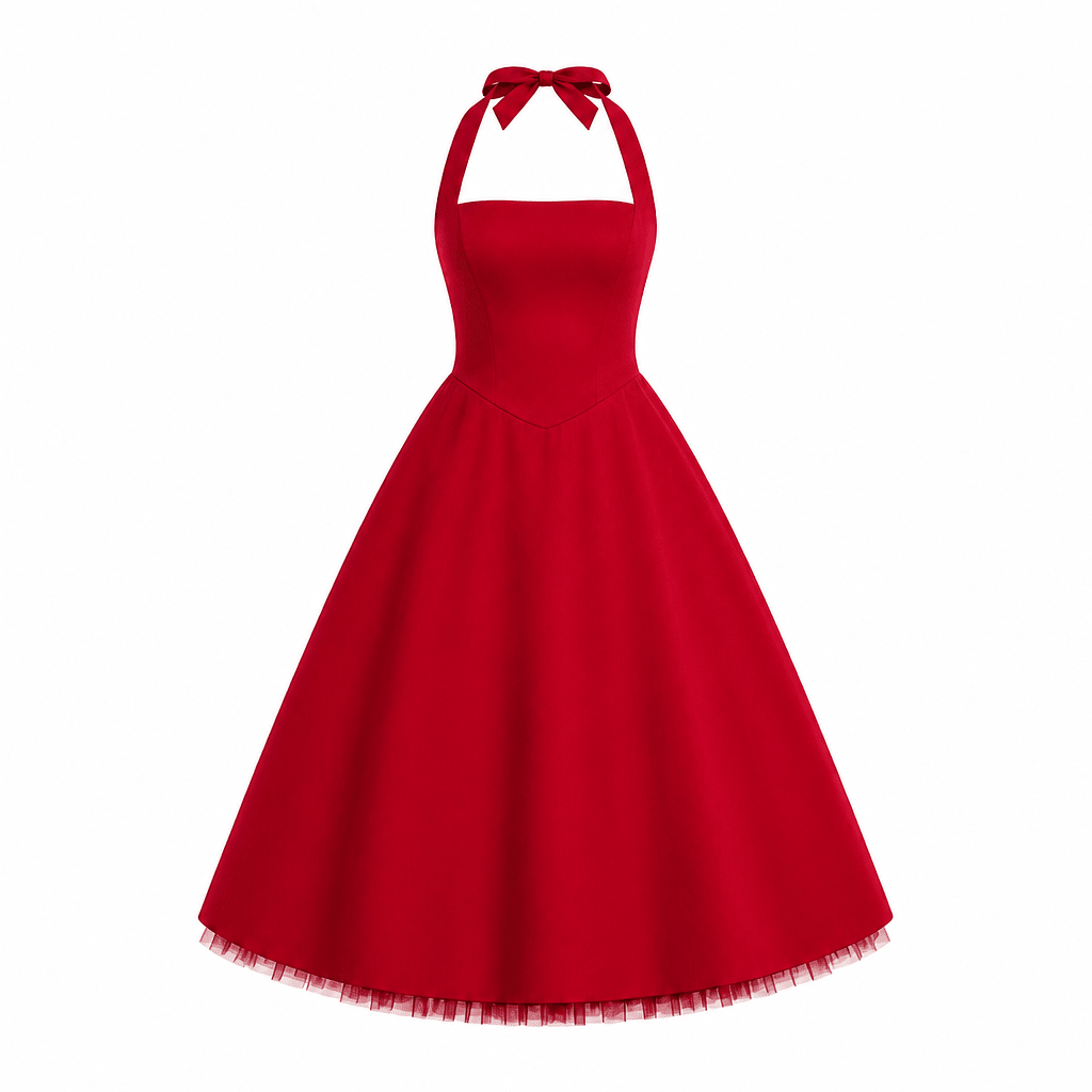 White Midi Dress – Halter Neckline, Structured Bodice for Summer Formal Events - We are MFEO
