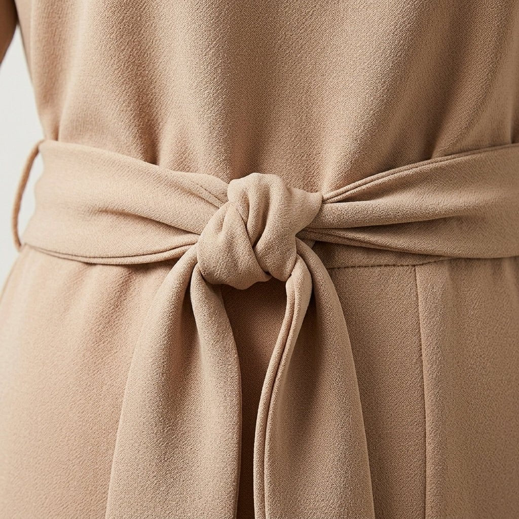 Wide Leg Jumpsuit with Draped Neckline and Waist Tie – Relaxed Fit for Events - We are MFEO