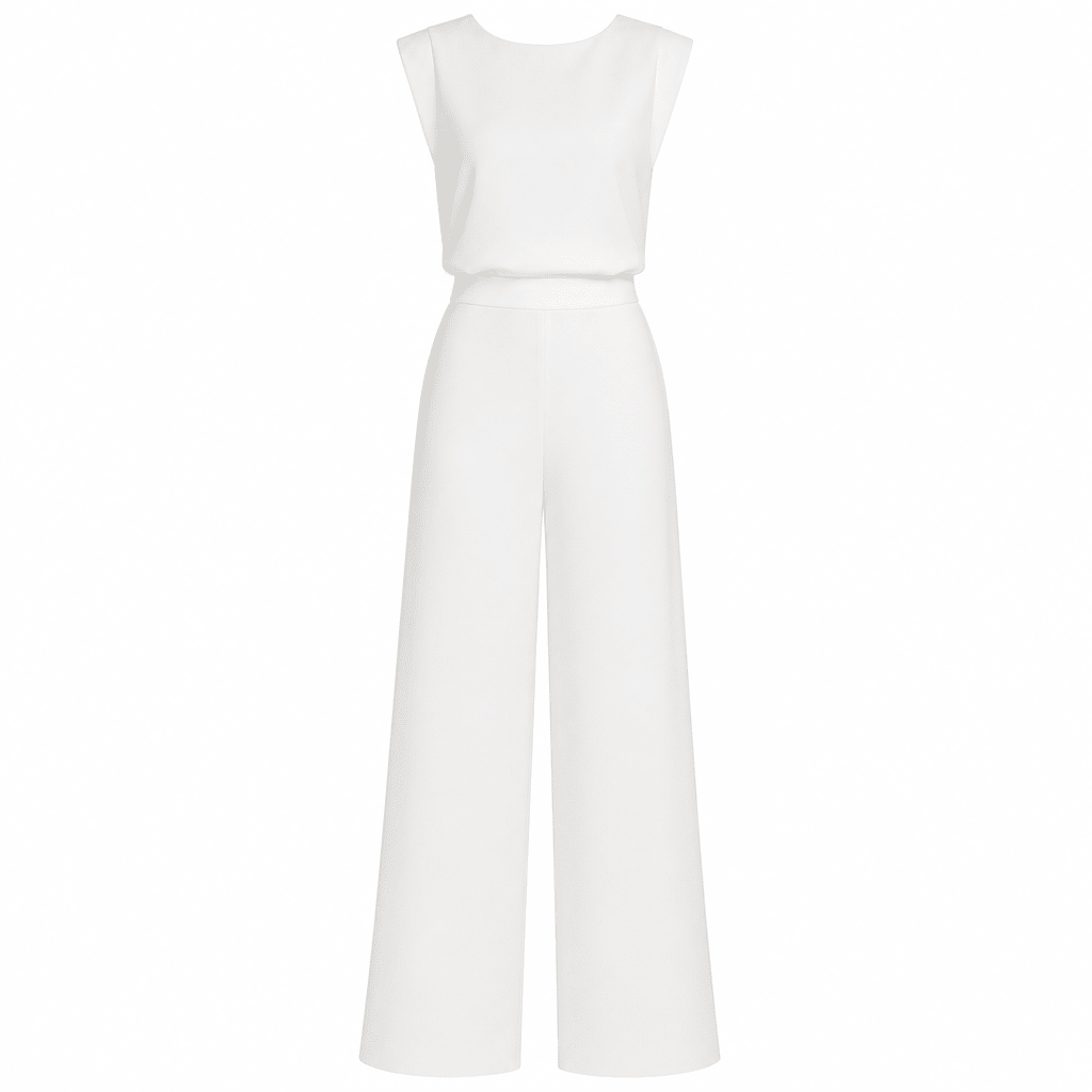 Wide-Leg Jumpsuit with Pleats – Structured Shoulders - We are MFEO