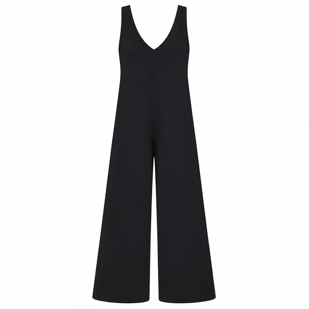 Wide Leg Sleeveless Jumpsuit with V-Neck and Pockets - We are MFEO