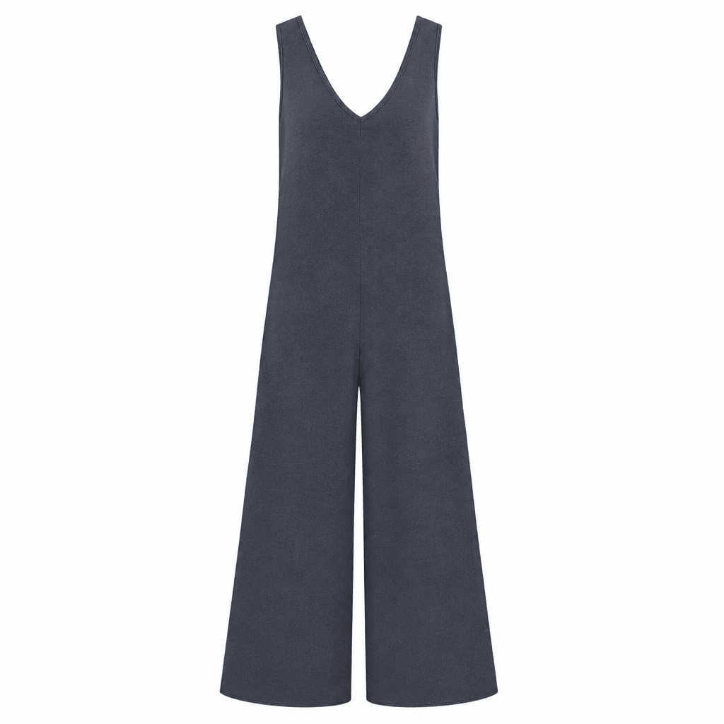 Wide Leg Sleeveless Jumpsuit with V-Neck and Pockets - We are MFEO