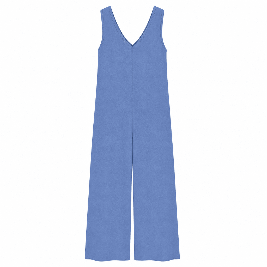 Wide Leg Sleeveless Jumpsuit with V-Neck and Pockets - We are MFEO