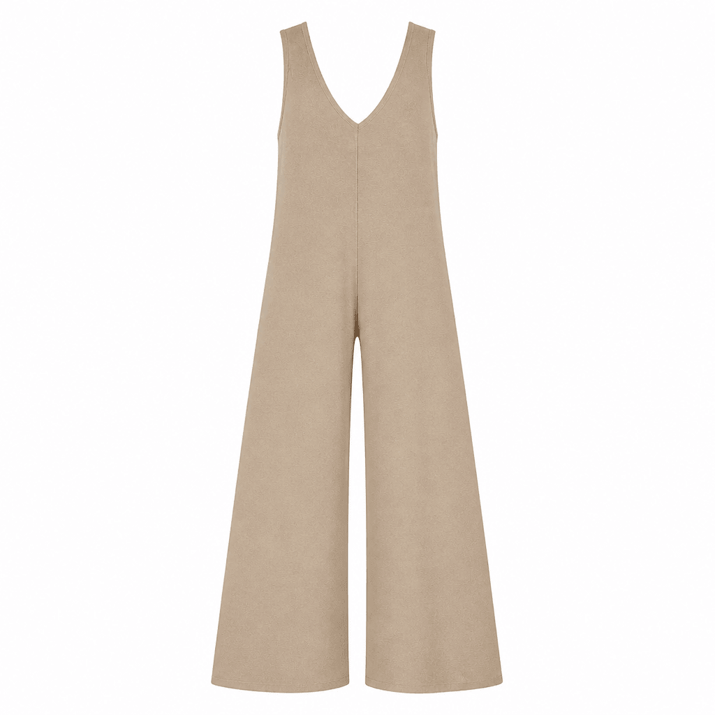 Wide Leg Sleeveless Jumpsuit with V-Neck and Pockets - We are MFEO