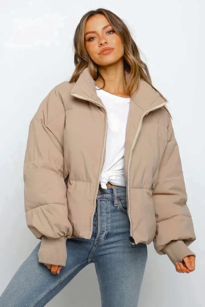 Women's Black Puffer Jacket – Quilted Design for Winter Layering - We are MFEO