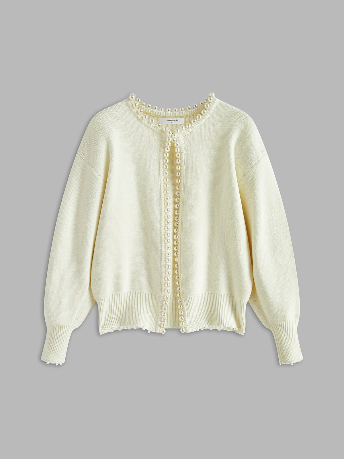Women's Cardigan with Beaded Trim – Open Front Knit Layer - We are MFEO