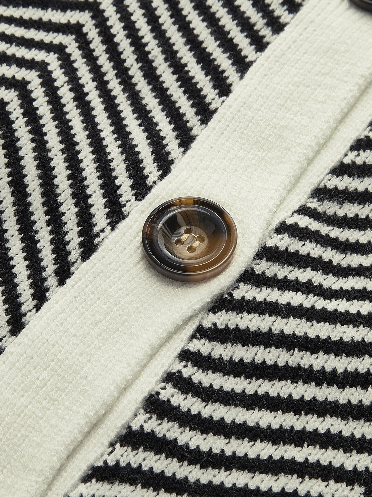 Women's Cardigan with Chevron Stripes – Relaxed Fit V-Neck Knit - We are MFEO