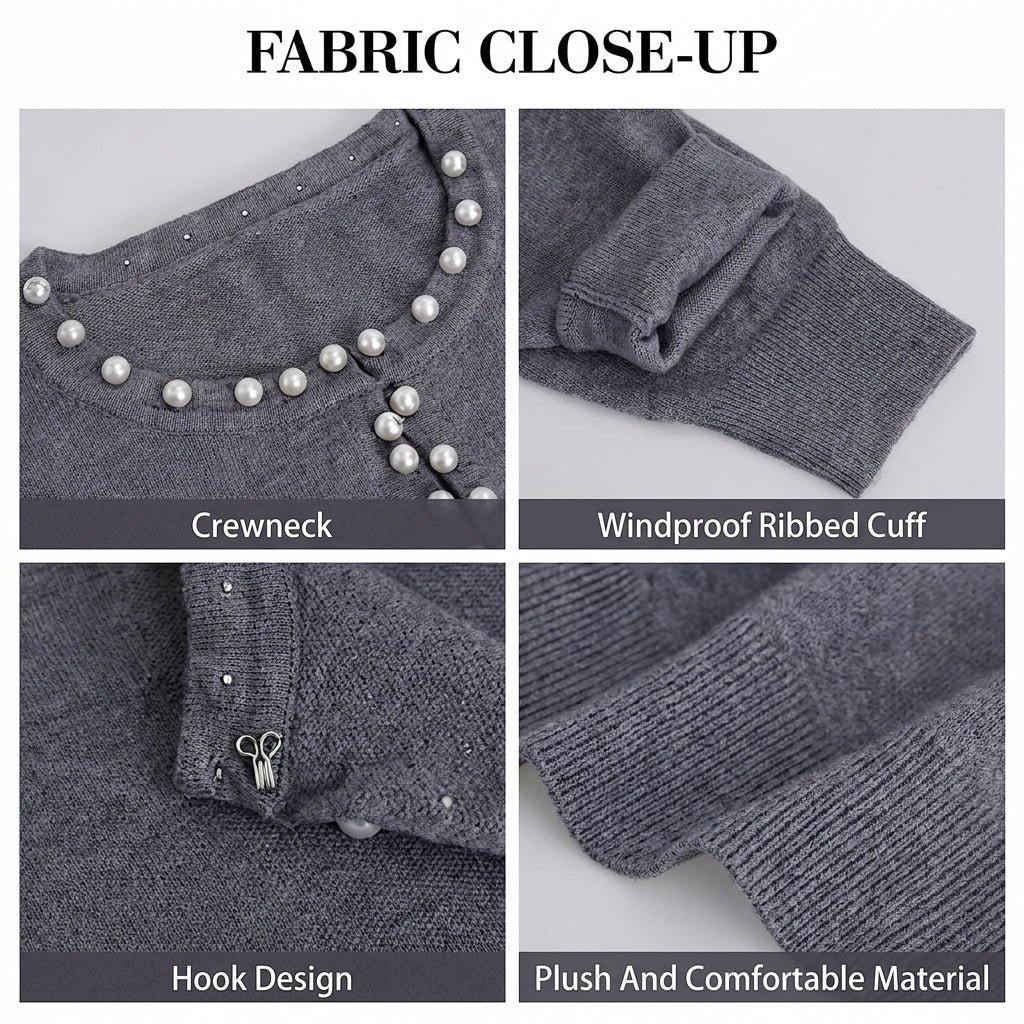 Women's Cardigan with Pearl Trim – Regular Fit Knit Cardigan for Everyday Style - We are MFEO