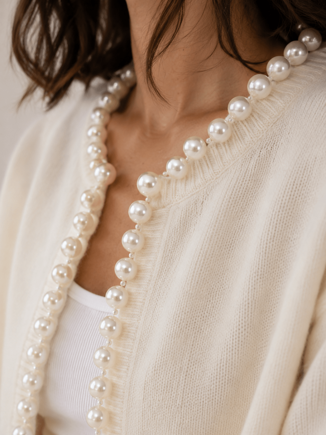 Women's Cardigan with Pearl Trim – Regular Fit Knit Cardigan for Everyday Style - We are MFEO