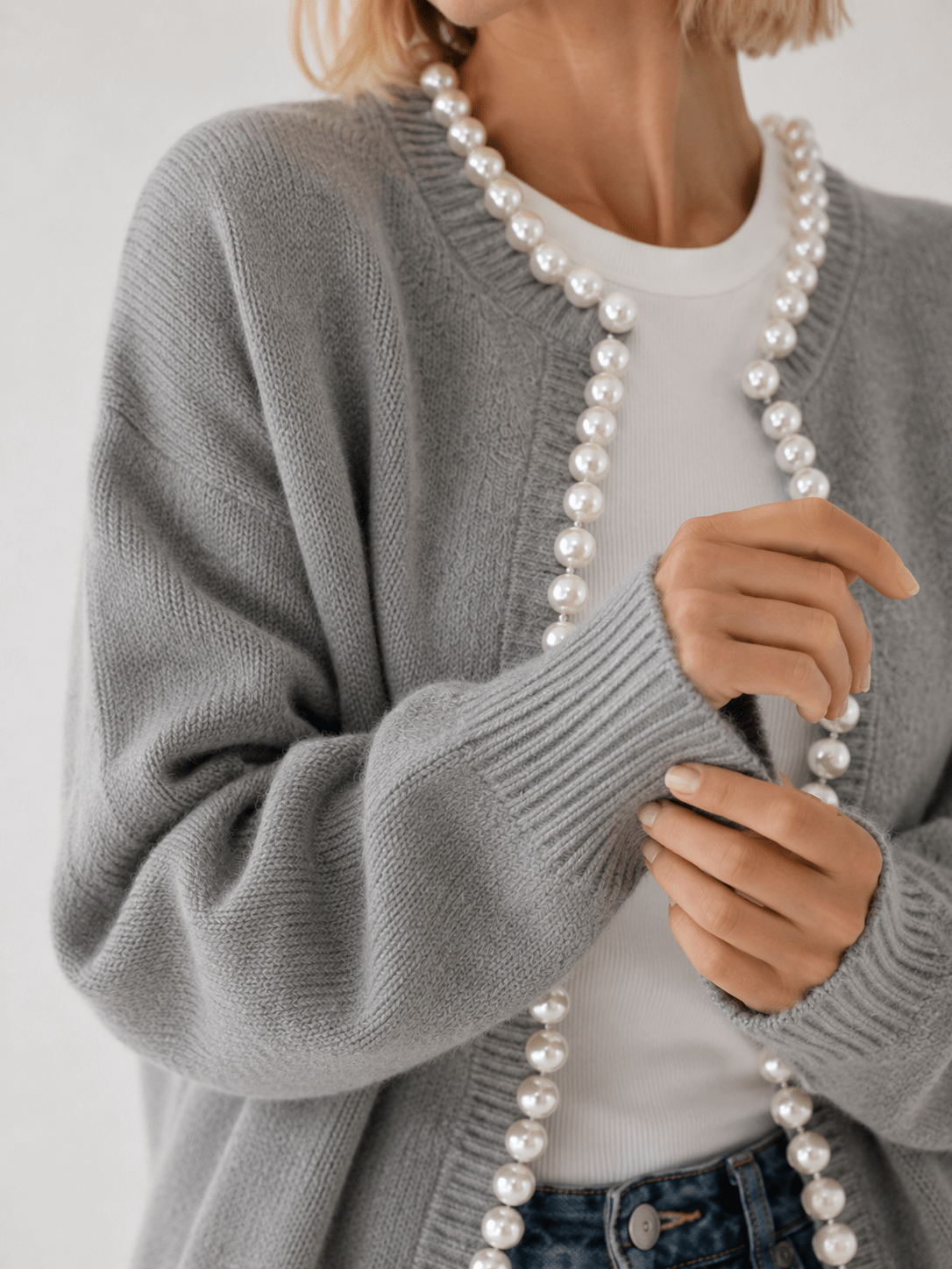 Women's Cardigan with Pearl Trim – Regular Fit Knit Cardigan for Everyday Style - We are MFEO