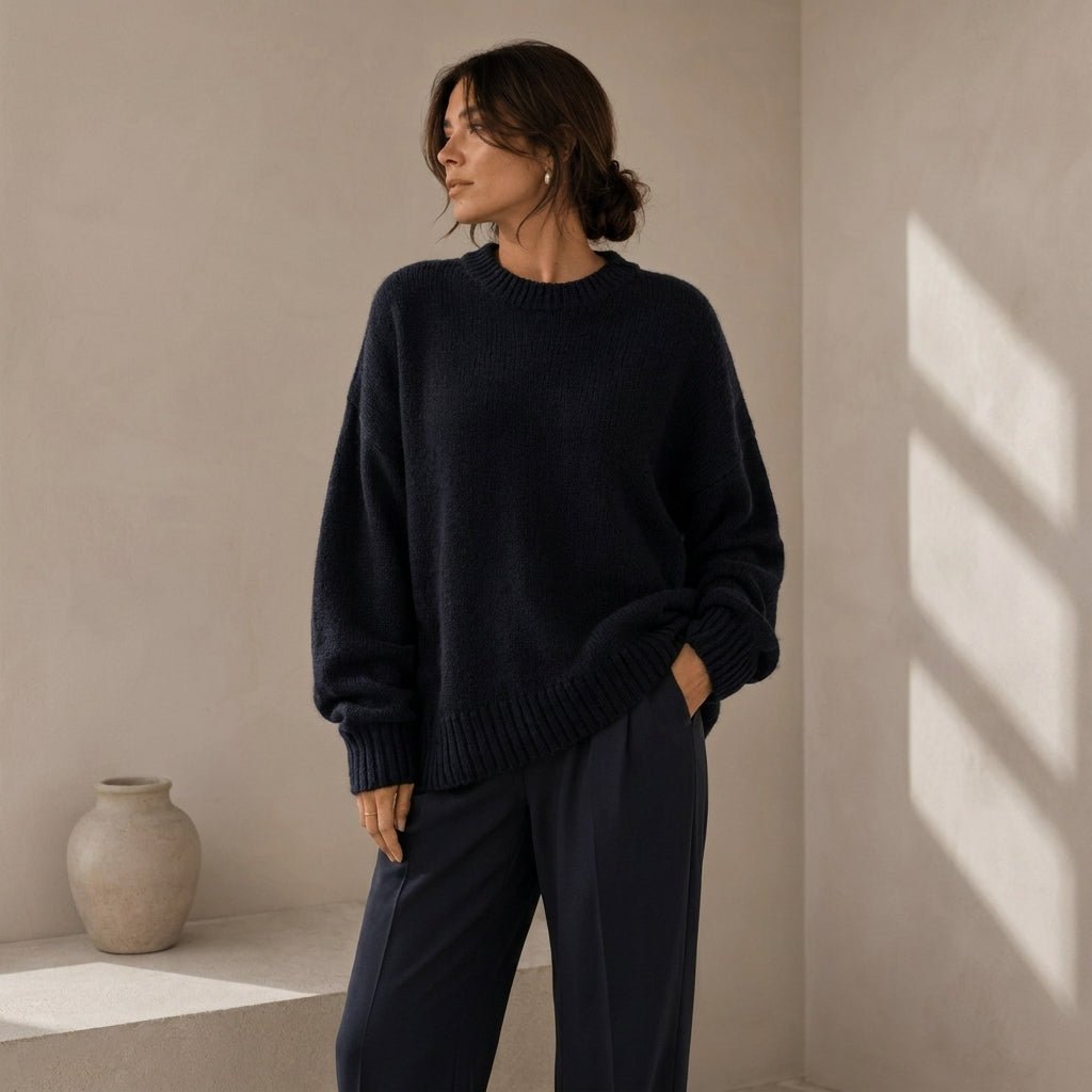 Women's Cashmere Sweater – Oversized Crew Neck for Autumn/Winter Comfort - We are MFEO