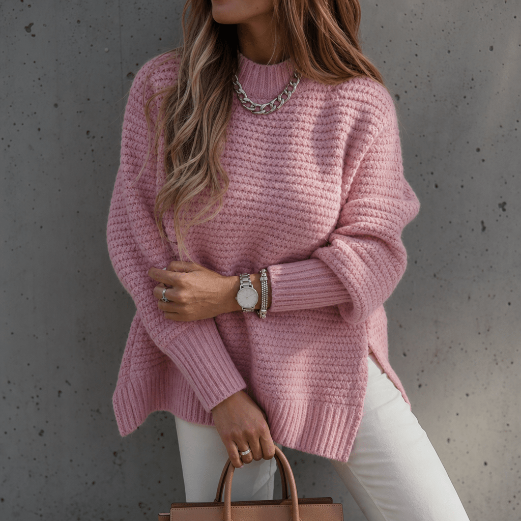 Women's Chunky Knit Jumper – Oversized Mock Neck for Winter - We are MFEO