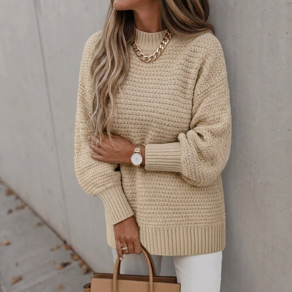 Women's Chunky Knit Jumper – Oversized Mock Neck for Winter - We are MFEO