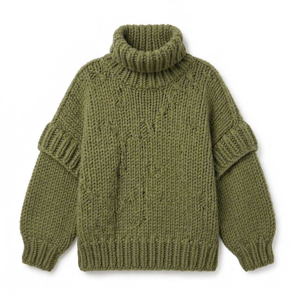 Women's Chunky Knit Sweater Dress with Turtleneck – Mini Length - We are MFEO