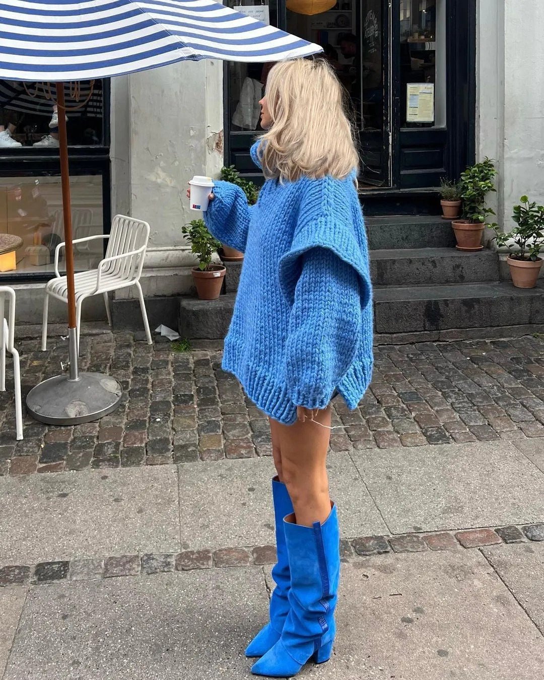 Women's Chunky Knit Sweater Dress with Turtleneck – Mini Length - We are MFEO
