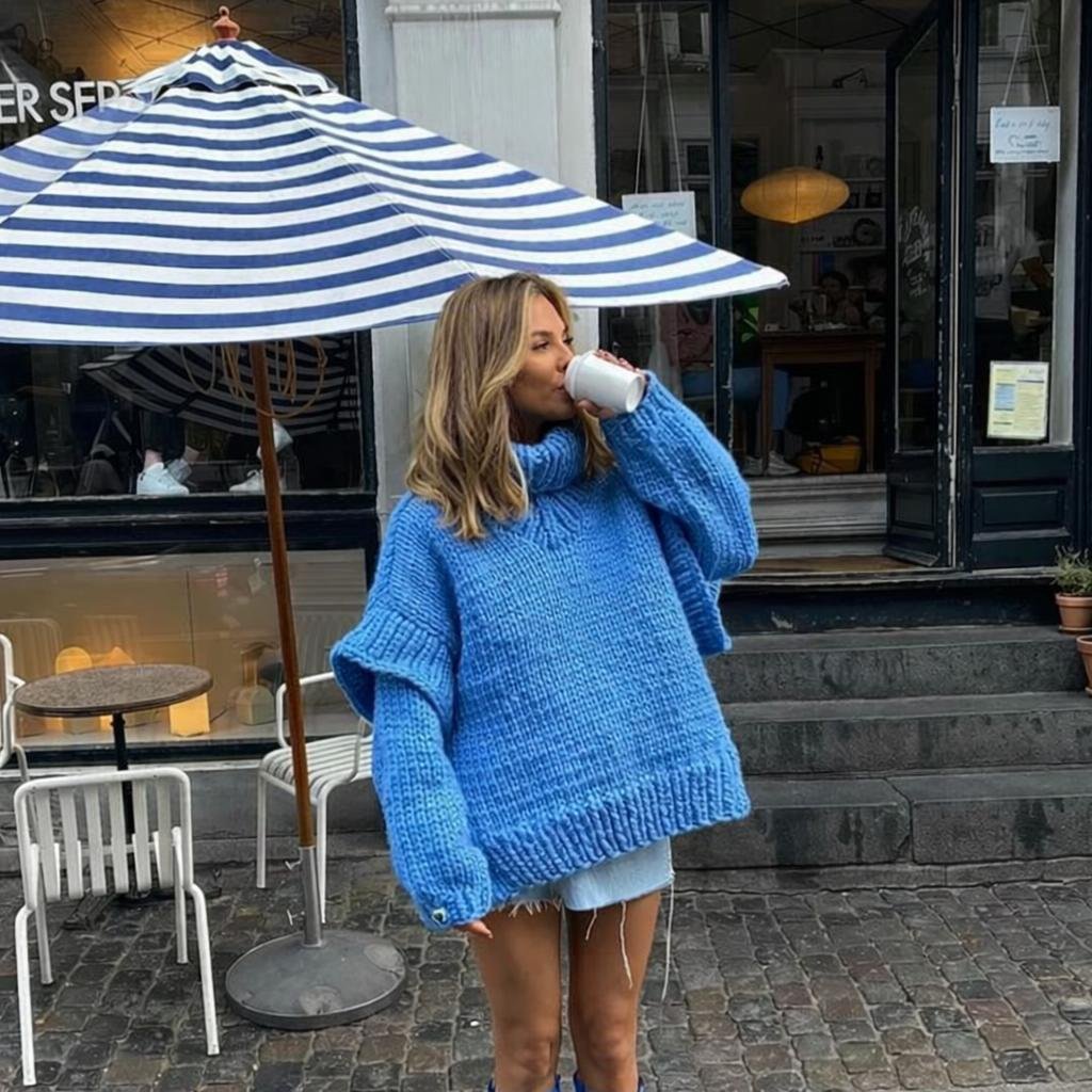 Women's Chunky Knit Sweater Dress with Turtleneck – Mini Length - We are MFEO