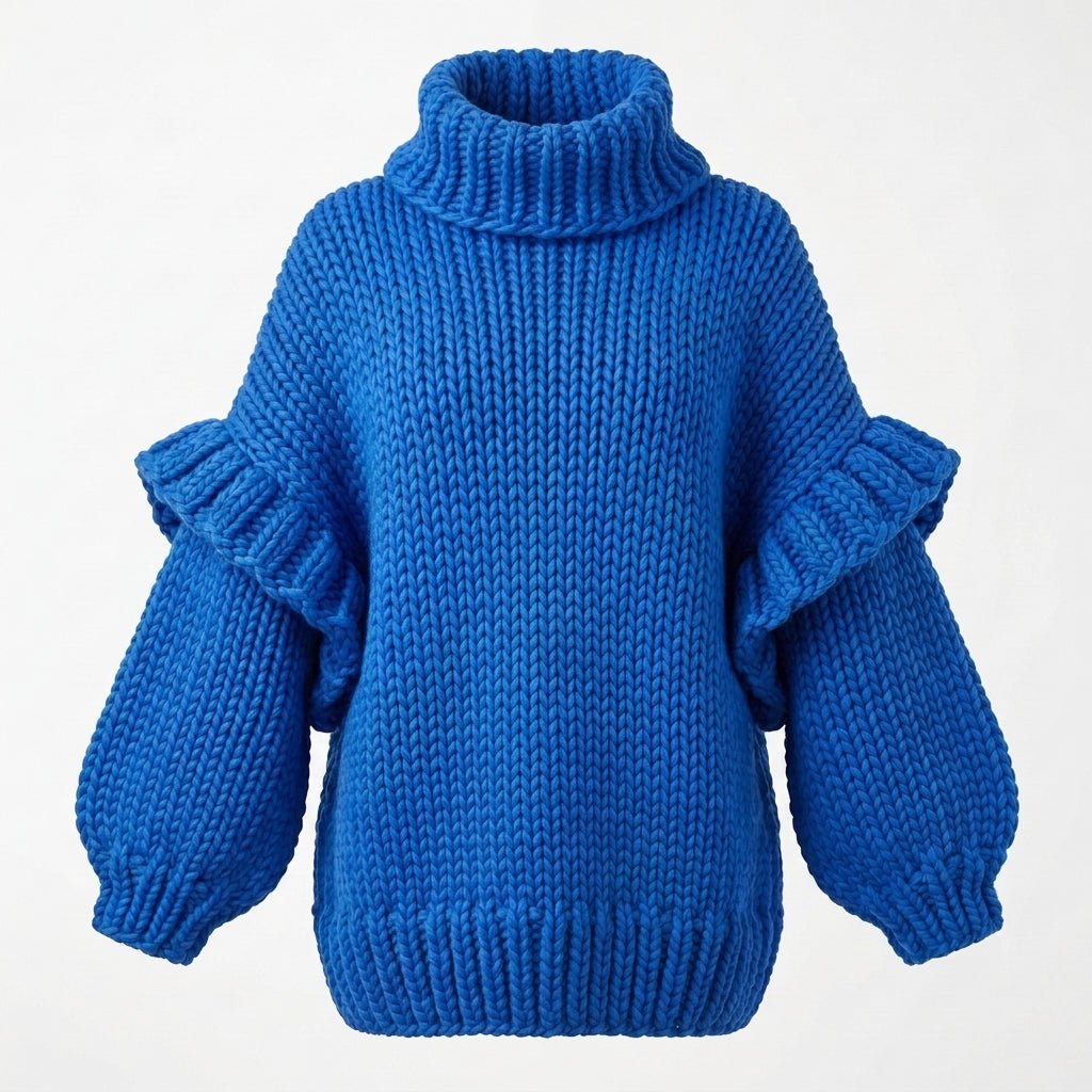 Women's Chunky Knit Sweater Dress with Turtleneck – Mini Length - We are MFEO