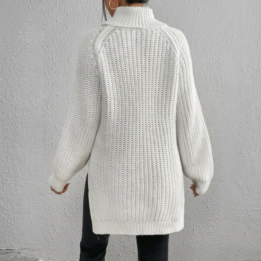 Women's Chunky Knit Turtleneck Jumper – Relaxed Fit, Ribbed Cuffs for Winter Style - We are MFEO