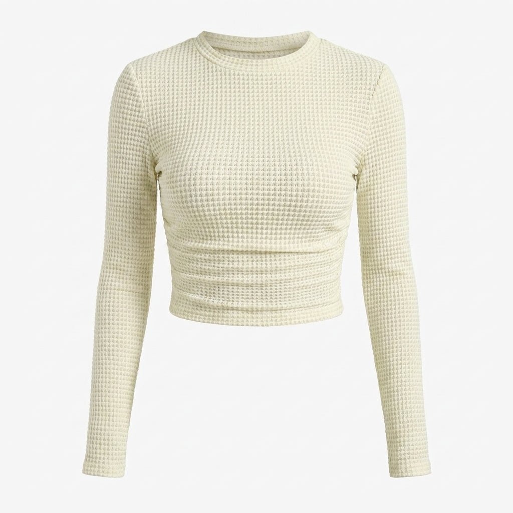Women's Crop Top – Fitted Waffle Knit Long Sleeve - We are MFEO