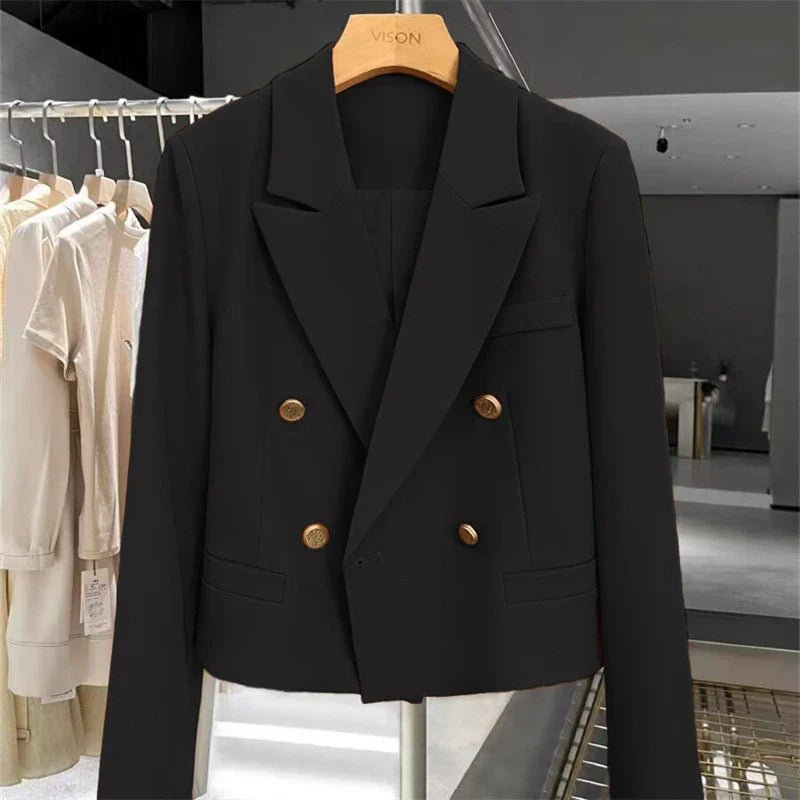 Women's Cropped Blazer with Peak Lapels – Double-Breasted - We are MFEO