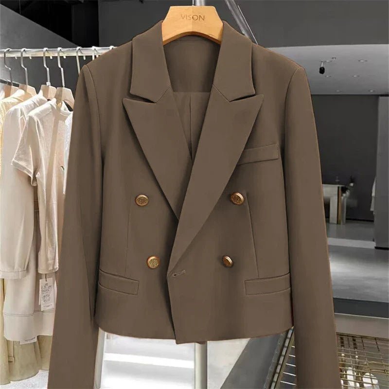 Women's Cropped Blazer with Peak Lapels – Double-Breasted - We are MFEO