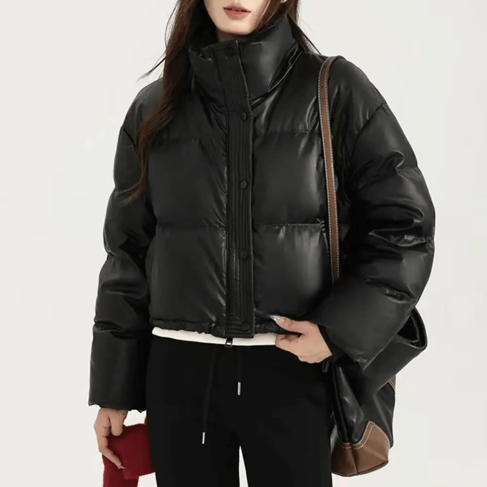 Women's Cropped Puffer Jacket – Quilted Design with Stand Collar - We are MFEO