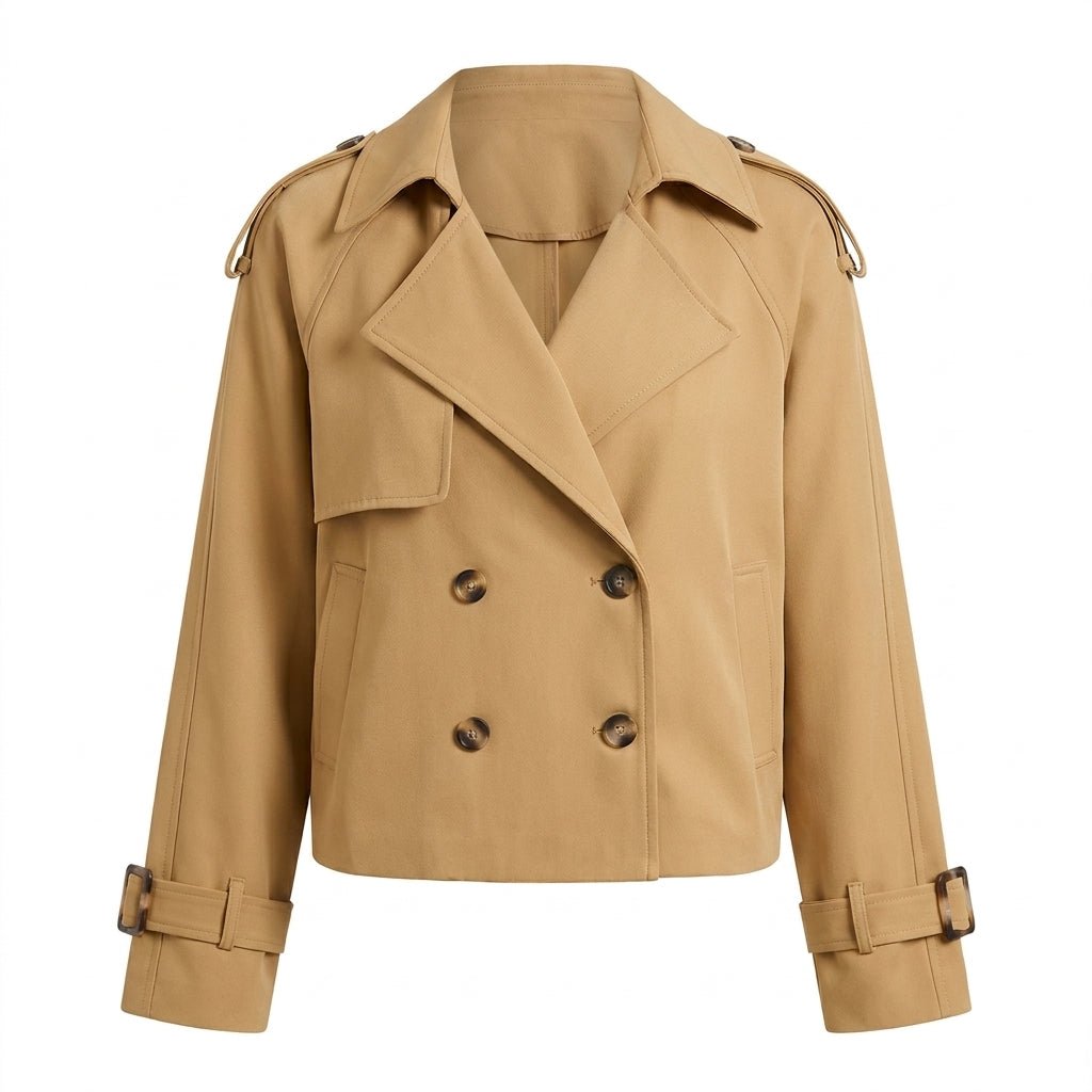 Women's Cropped Trench Coat – Double-Breasted Design - We are MFEO
