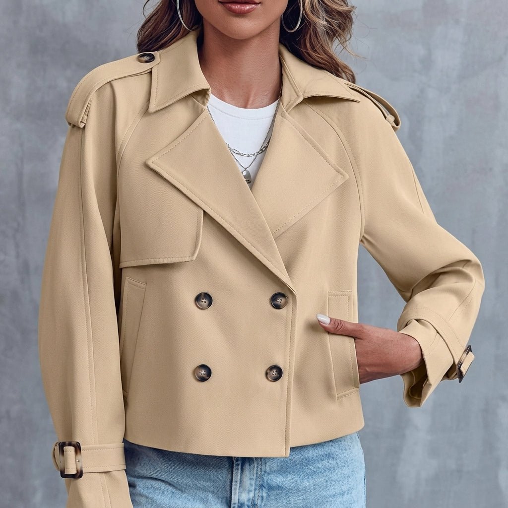 Women's Cropped Trench Coat – Double-Breasted Design - We are MFEO