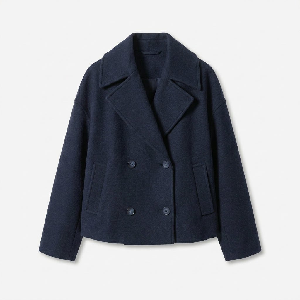 Women's Cropped Trench Coat – Double-Breasted with Notched Lapel - We are MFEO