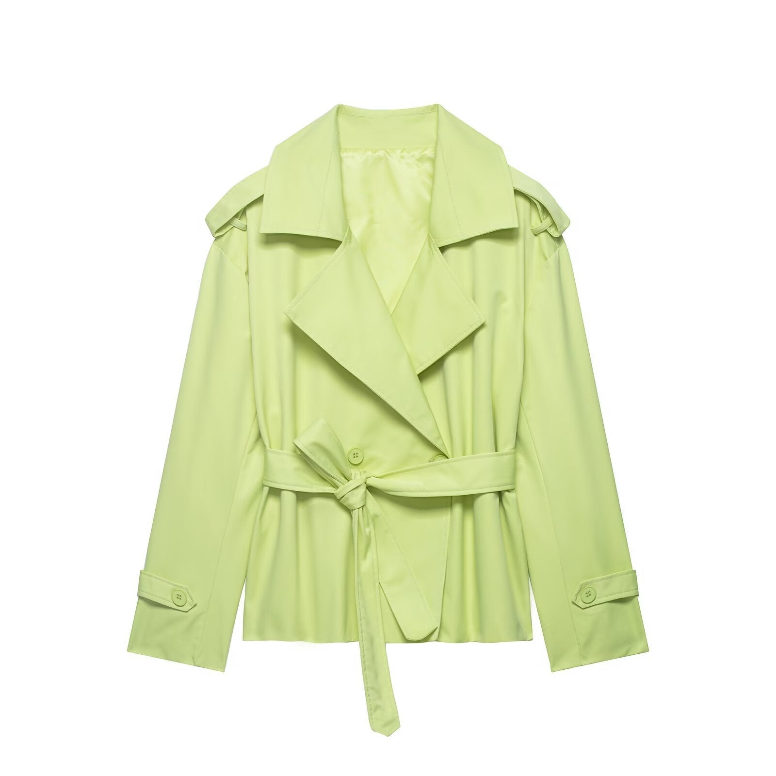 Women's Cropped Trench Coat – Oversized Lapel, Belted Waist - We are MFEO